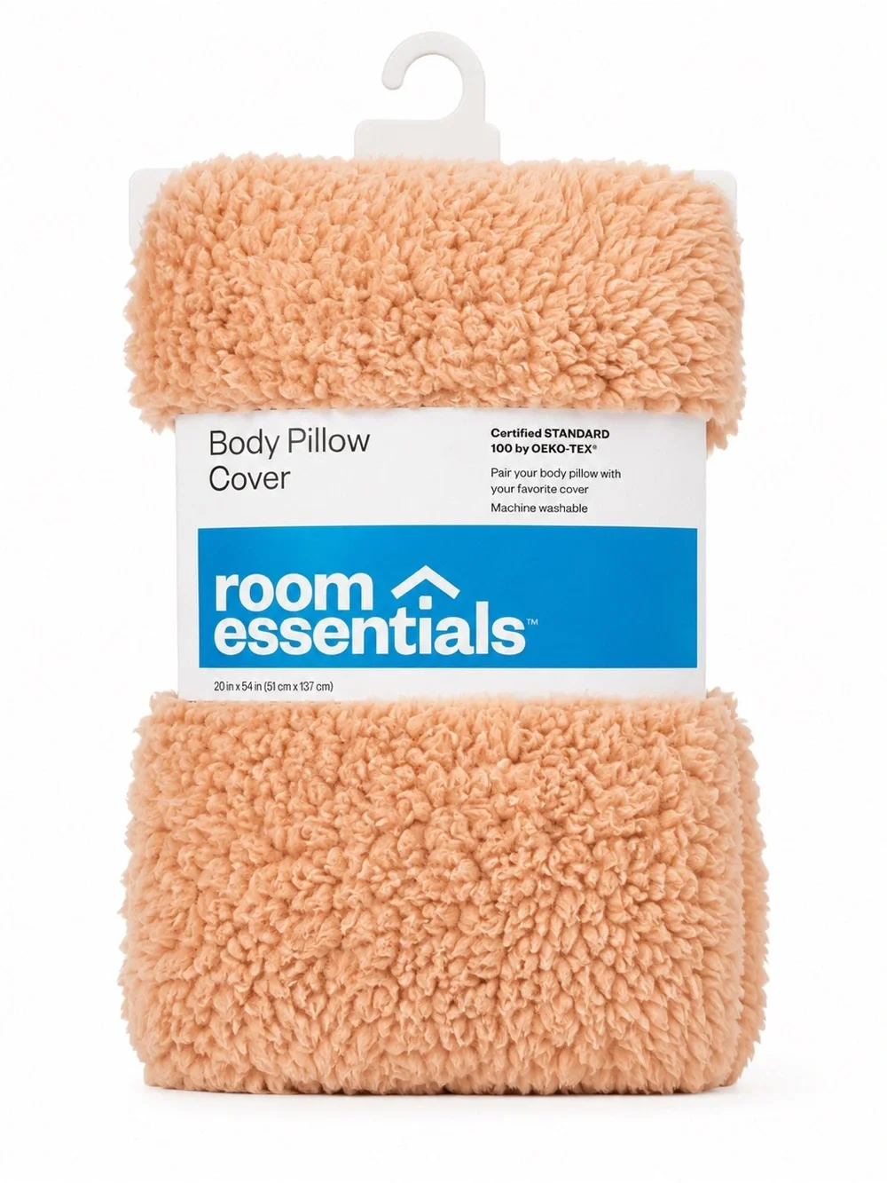 Room Essentials Peach Sherpa Body Pillow Cover - Soft Peach